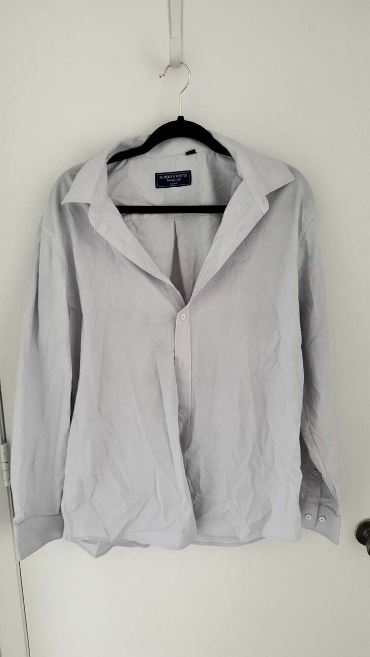 Alimens & Gentle Long Sleeve Dress Shirt Size L Grey Regular Fit
